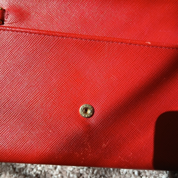 PRADA Red Saffiano Leather Trifold Continental Wallet - Picture 5 of 14